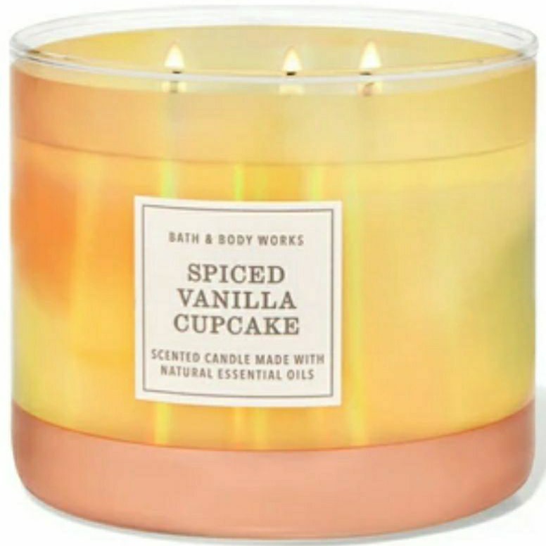 BATH &amp; BODY WORKS BBW SPICED VANILLA CUPCAKE 3-WICK SCENTED CANDLE 411 G LILIN WANGI 3 SUMBU UKURAN BESAR PENGHARUM RUANGAN