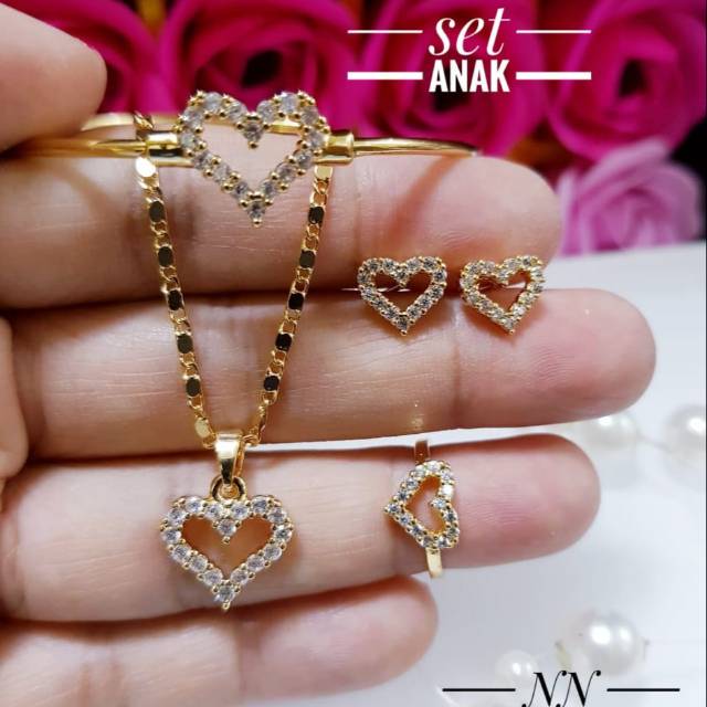 Xuping set perhiasan anak lapis emas 18k  0945j