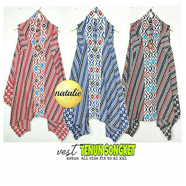 Vest Batik Tenun Songket/ Vest Batik Terbaru/Vest Batik Wanita Trendy