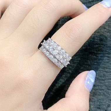 GabrielleJewelry - Cincin Listring Baris 3 Replika Berlian Lapis Emas 18k