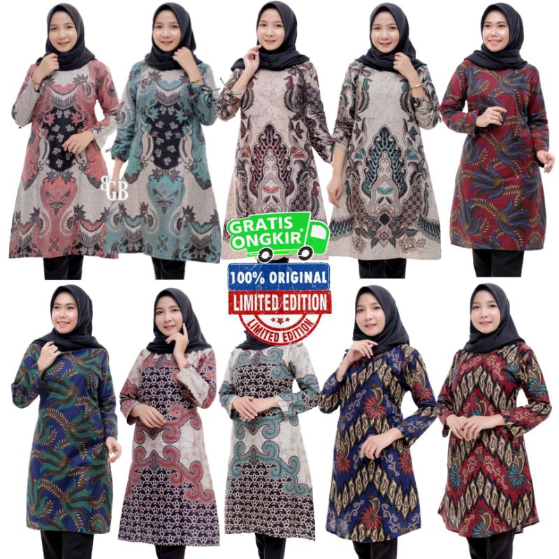 ATASAN TUNIK BATIK KANTOR | TUNIK BATIK KATUN HALUS PREMIUM | BAJU TUNIK BATIK TERBARU