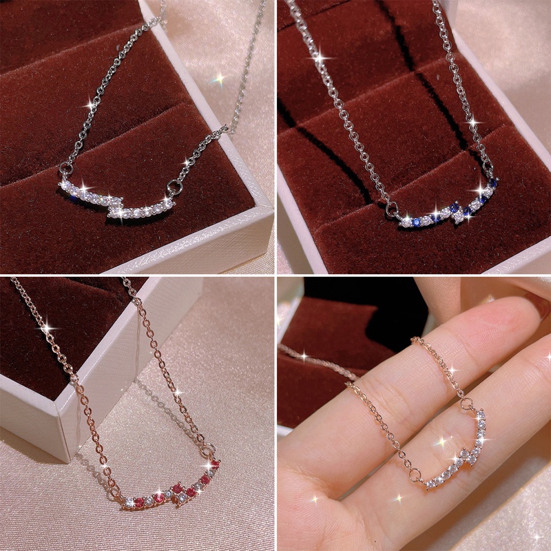 Kalung Cubic Zirconia Bling Gaya Modern Untuk Wanita