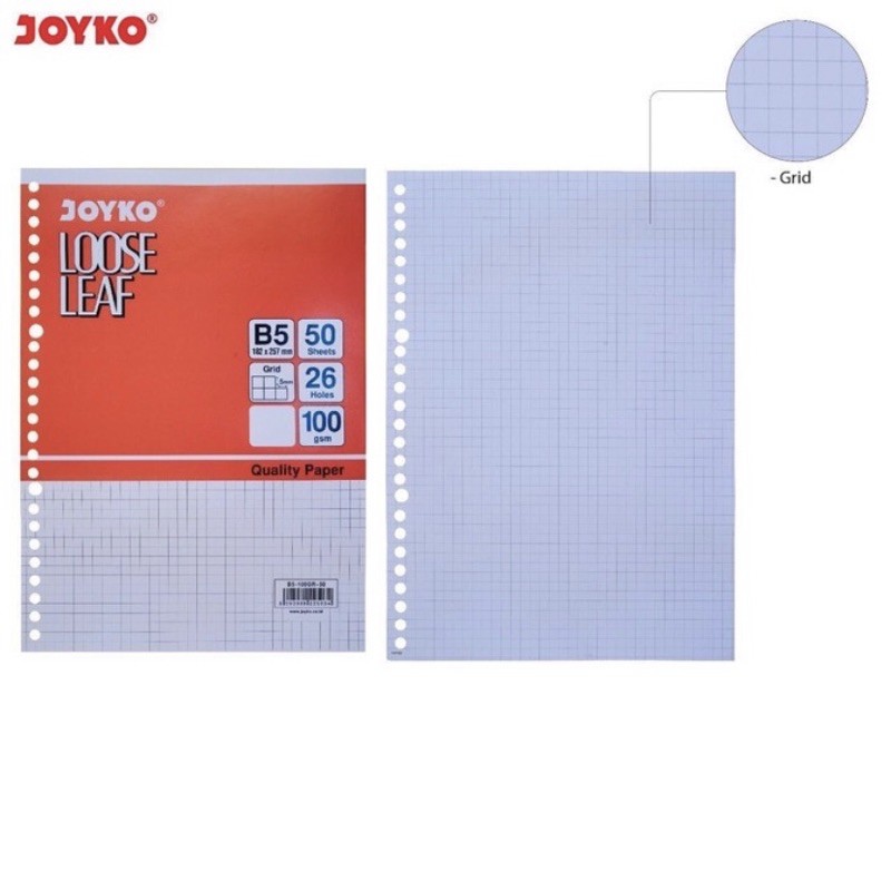 

Loose Leaf Joyko Grid/Dot A5/B5-100GR - 50 Lembar