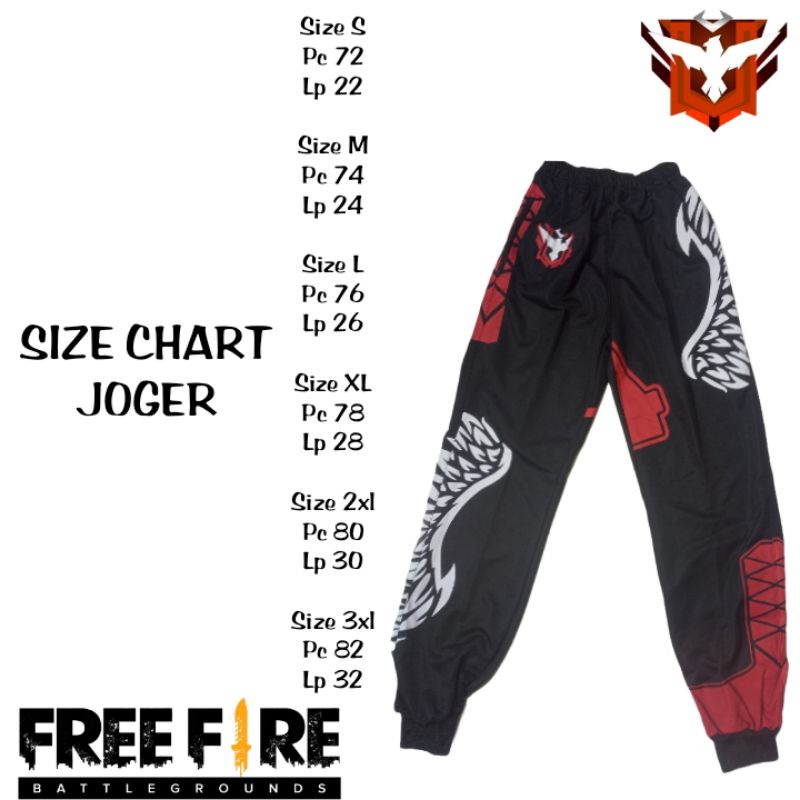 celana joger  baju free fire kaos free fire anak