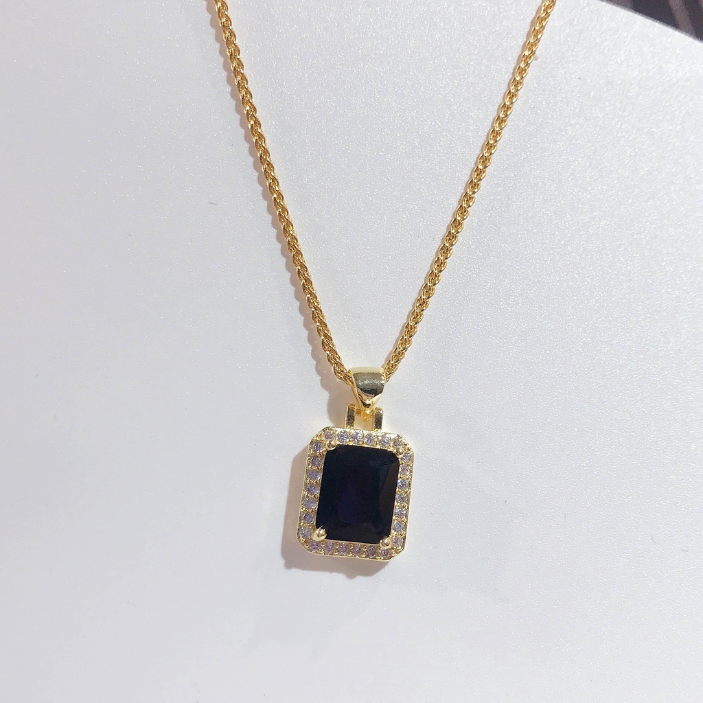 Set Kalung Rantai Kuba Bahan Stainless Steel Warna Hitam Untuk Wanita