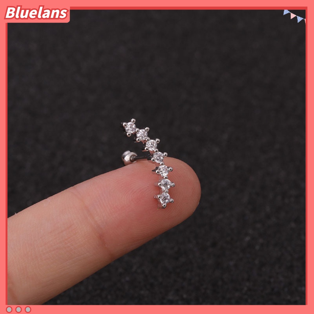 Bluelans 1Pc Lady Cubic Zirconia Inlaid Star Moon Ear Stud Earring Piercing Helix Jewelry