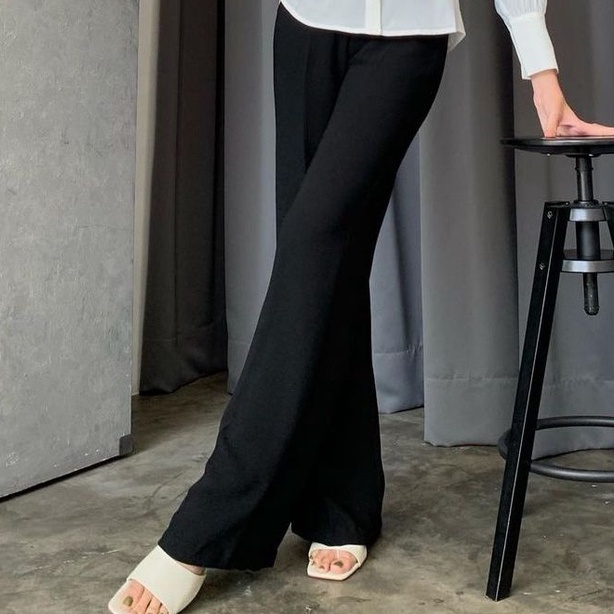 Celana Cutbray Palazzo Wanita / Bawahan Highwaist / Casual Cutbray / Office Pants-Cutbray HITAM