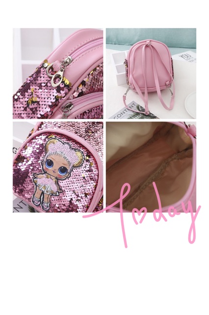 Tas ransel sling 2in1 sequin LOL - LOL9 backpack selempang anak perempuan