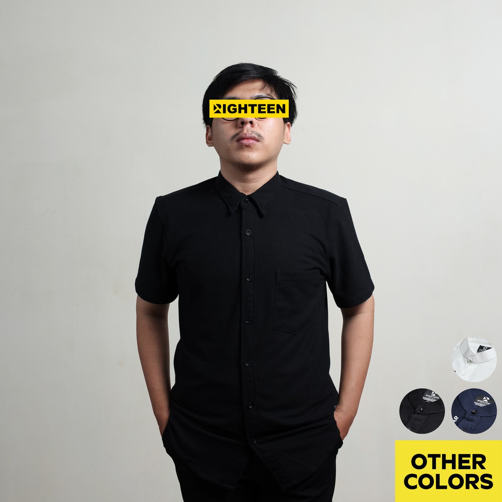 Righteen Kemeja Pique Black Premium Polos Pria Polo Lengan Pendek | Hitam | Premium