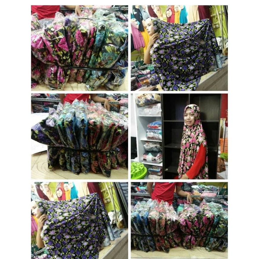 khimar syari cardy corak motif bunga hijab jilbab kerudung