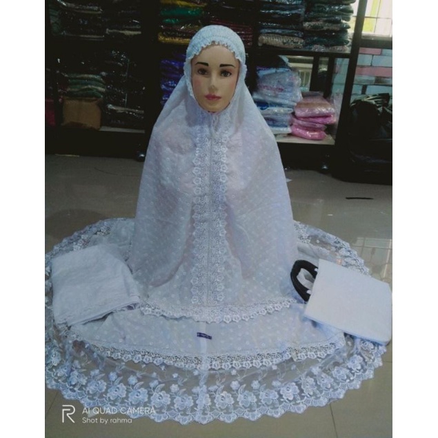 Mukena Katun Bentol Renda Tile //Mukena Prada setelan//Mukena Prada putih