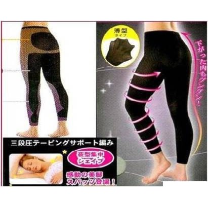 Legging Pengecil Paha Membakar Lemak Paha dan Betis | Slimming Night Legging Bahan tebal Black Only