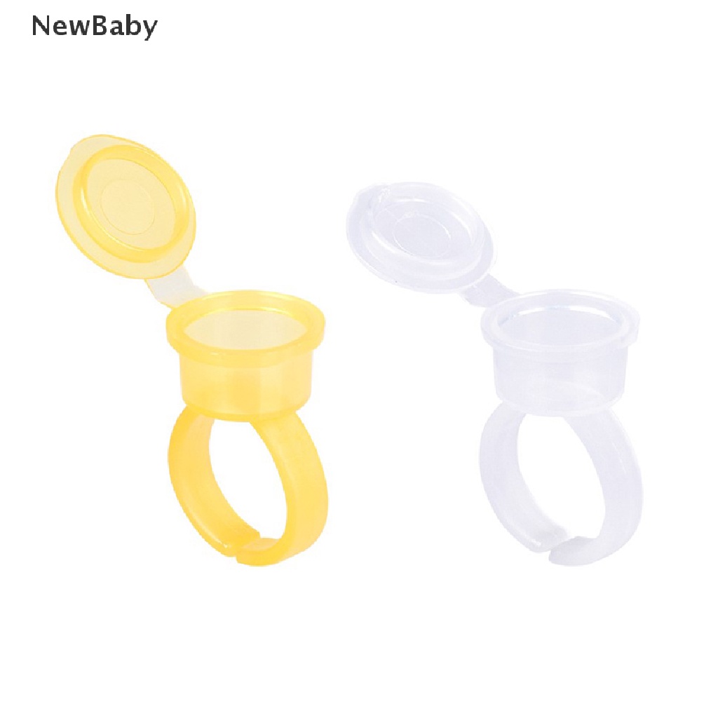 50pcs Cincin Cup Wadah Tinta Tattoo Permanen Sekali Pakai Dengan Tutup