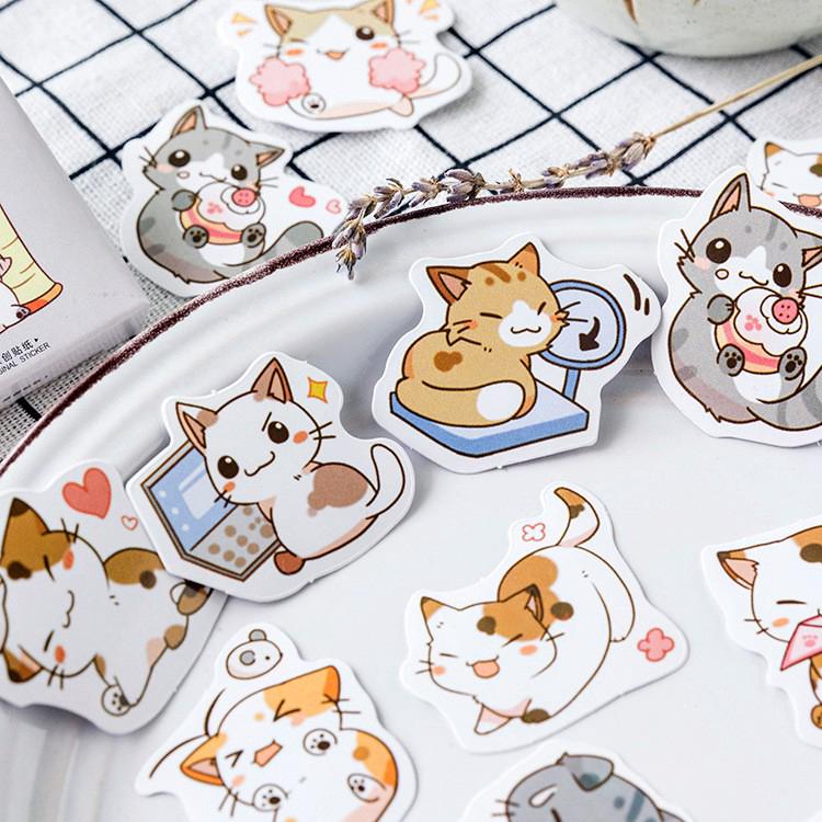 46Pcs Kucing Lucu  Stiker  Diary Planner Notebook 