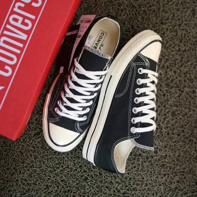 Sepatu Converse 70s Low Black White Glossy / Converse 70s Ox Egret Hitam Putih