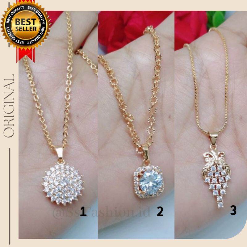 Kalung wanita titanium free liontin anti karat anti luntur