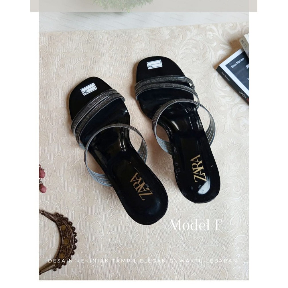 sandal wanita terbaru wedges murah ZARA SEPATU KACA REJECT PABRIK MODEL GLITTER model F