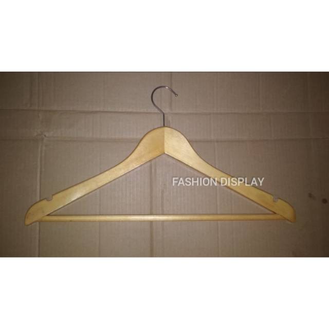 Hanger Kayu Palang Natural/Plitur Gantungan Baju Distro Butik Kayu Palang Hanger Distro Hanger Celana Rok - BH