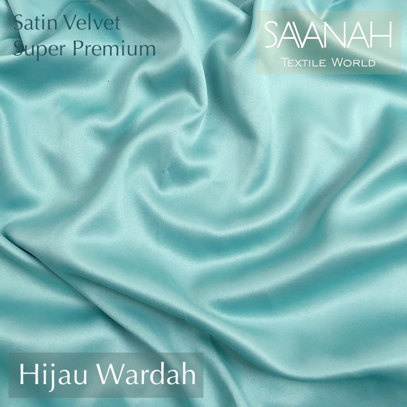 1 meter Kain Satin Velvet SUPER PREMIUM / Sateen Velvet Premium Dress hijab Gamis PASTEL-Hijau Wardah