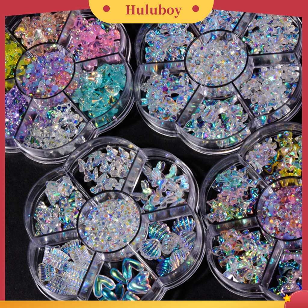 Huluboy Huluboy♡ 1 Kotak Perhiasan Berlian Imitasi Bentuk Pita Beruang Mutiara Untuk Dekorasi Nail Art