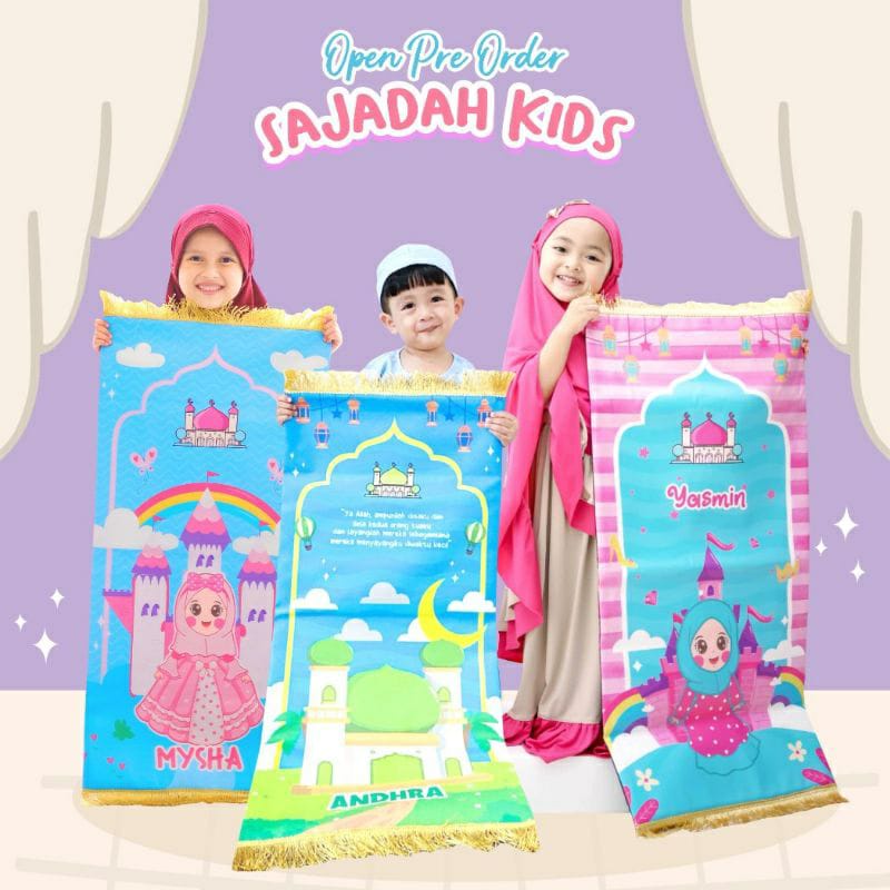 (PO) Sajadah Anak Custom Nama /Sajadah Karakter Anak Free Nama
