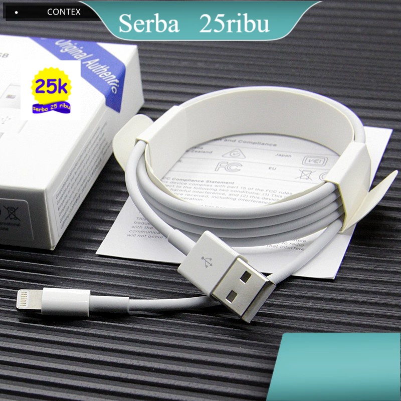 Kabel Cas Iphone I Ligning OR 99I I Kwalitas Original buat Iphone 5 ke Atas I Warna Putih Kemasan Te