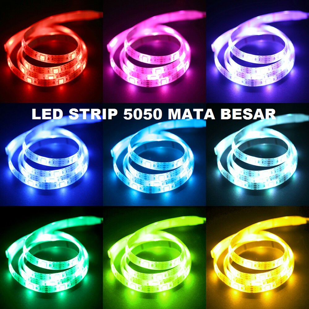 Lampu LED Strip Light 5050 12V Mata Besar Non Waterproof 5 Meter per Roll