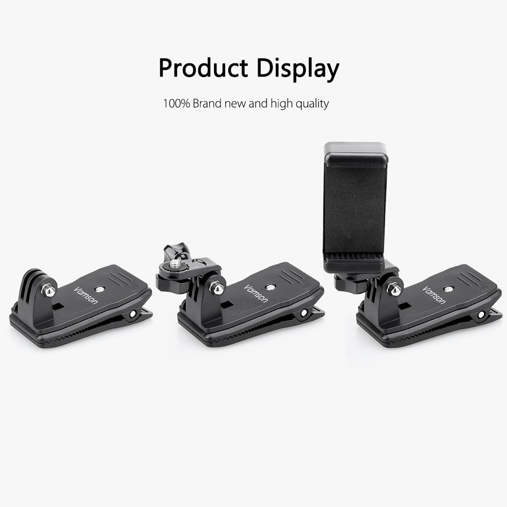 Vamson Clip Clamp Mount 360 Rotary + Smartphone Holder for GoPro / Xiaomi Yi - VP512 - Black - 7RCS23BK