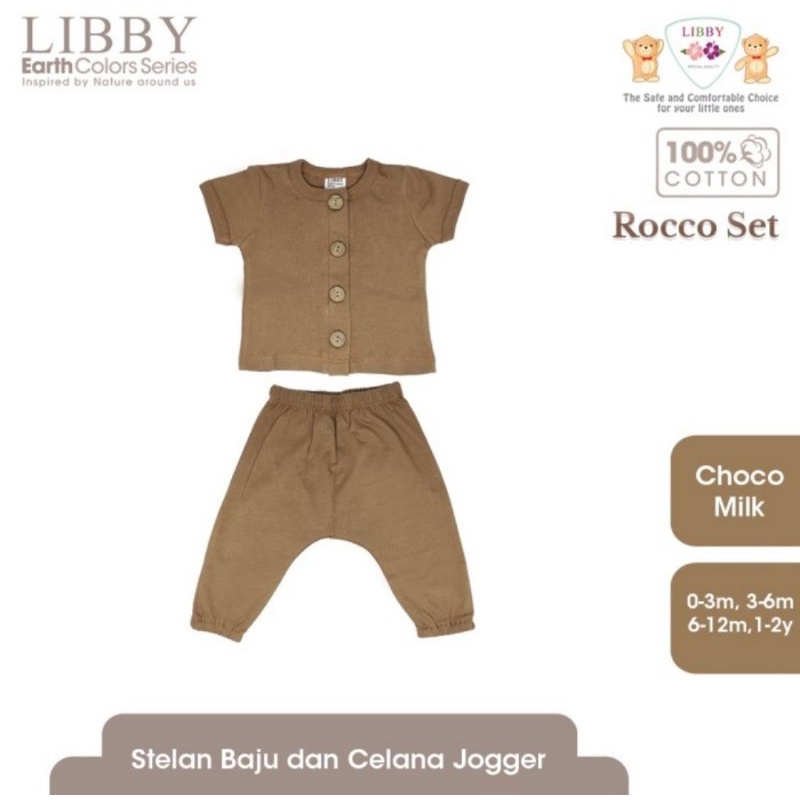 Libby Earth Colors Rocco Set Baju Lengan Pendek Celana Panjang/Pakaian Bayi Anak Libby