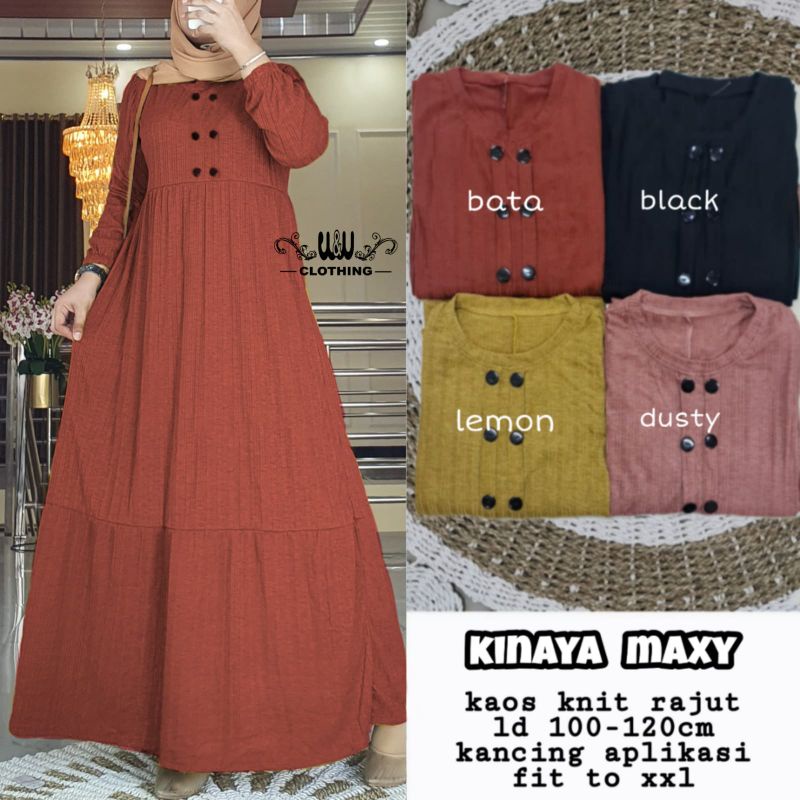 GAMIS DRESS HARIAN FALIA MAXY GAMIS WANITA BAHAN KAOS KNIT RAJUT IMPORT LD110-125cm FIT TO XL-Kinaya bata