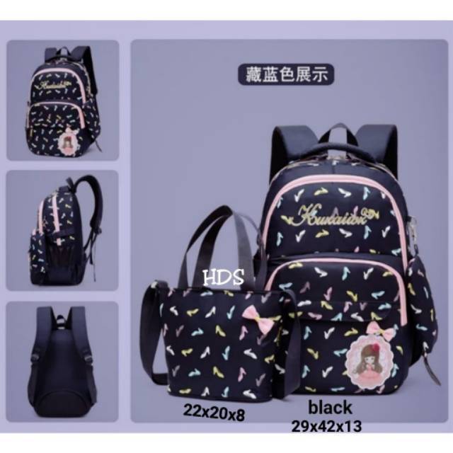 Fashion backpack 2in1 motif sepatu barbie hds