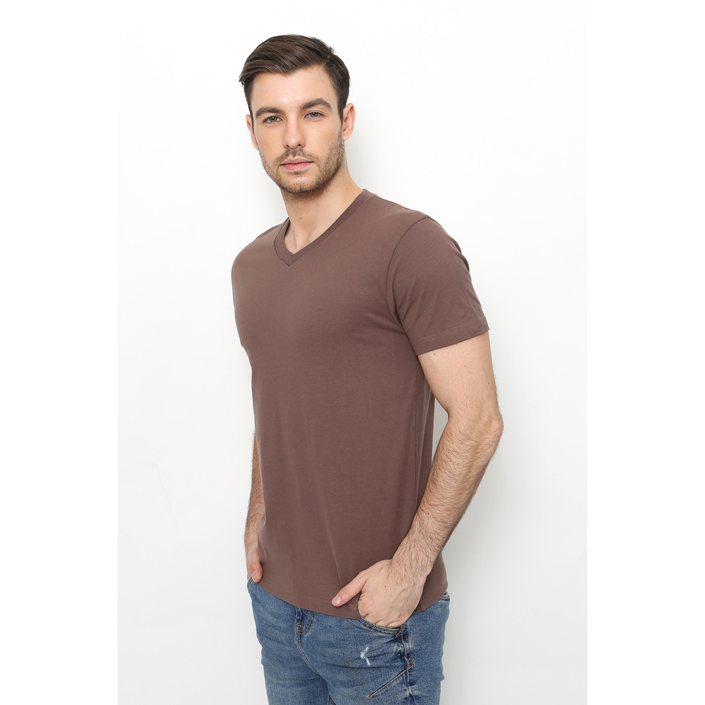 GTEE-MEN-KAOSPOLOS-KERAH-VNECK-BROWN/COKLAT