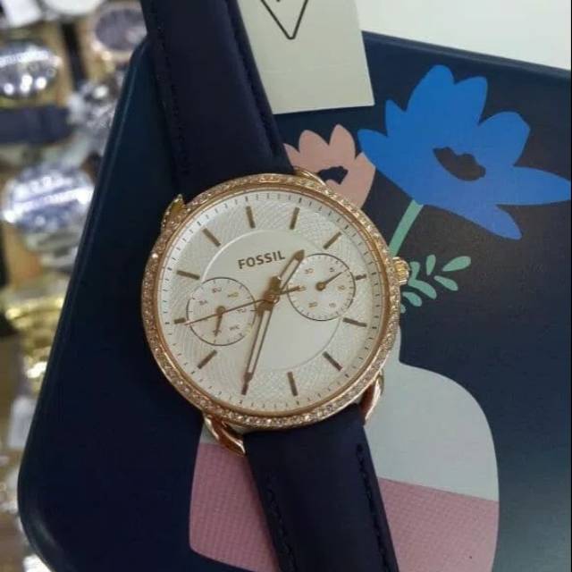 Jam Tangan Wanita Fossil ES 4394 Rosegold Leather ( Kulit ) Original Murah