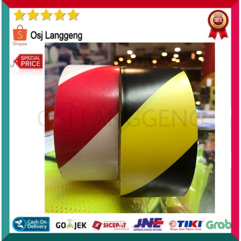 Police Line 3 Inch X 300 Meter / Barricade 300 M - Hitam kuning / Merah