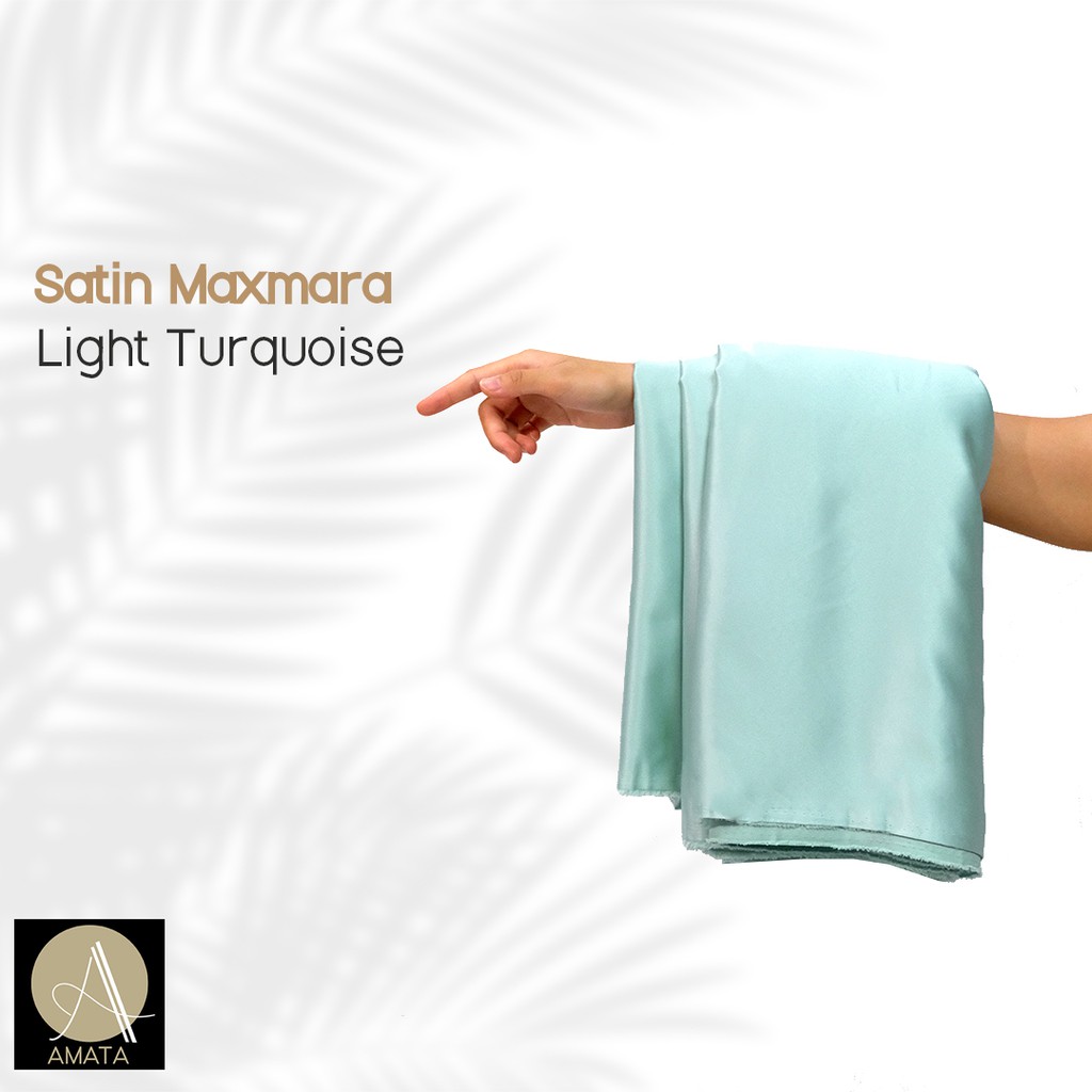 1/2 meter Kain Satin Maxmara / Sateen Velvet Premium Light Turquoise Amata