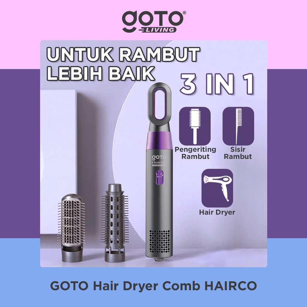 Goto Hairco Hair Dryer Sisir Blow Hairdryer Pengering Rambut 3in1