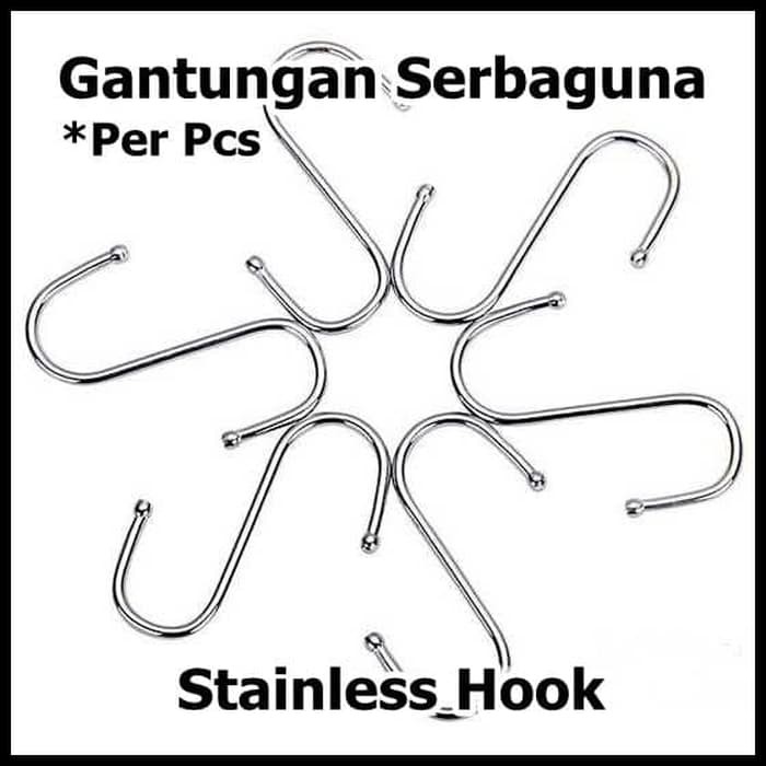 Stainless S Hook Tebal Besar Gantungan Pengait Kuat Kait Hanger Baju