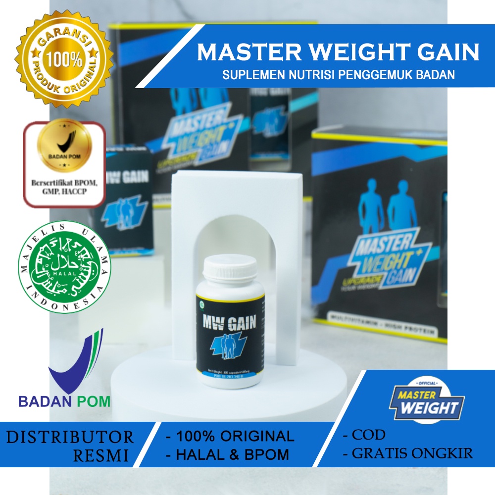 MASTER WEIGHT GAIN 100% Original MW GAIN Suplemen Herbal Penggemuk Badan Obat Gemuk Penambah Nafsu M