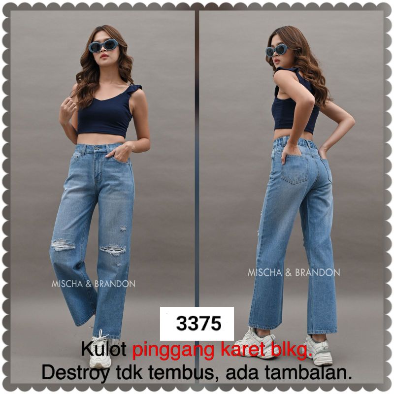 Kulot Mischa & Brandon Kulot Jeans Wanita Import Kulot Pinggang Karet Belakang