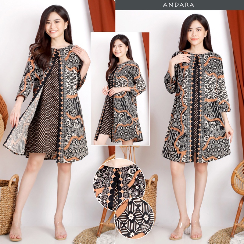 Evercloth Andara Dress Batik Wanita Dress Wanita Jumbo Batik Couple Seragam