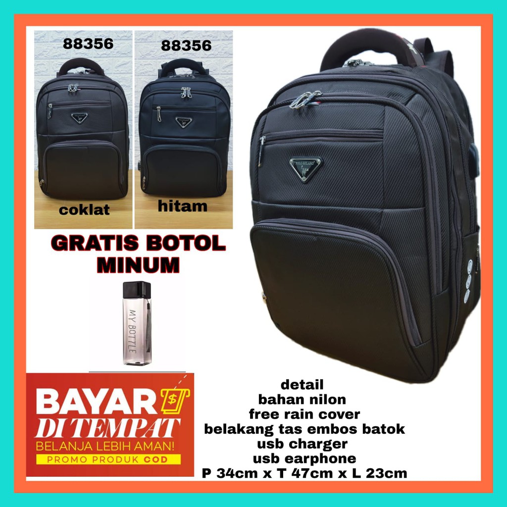 TAS RANSEL LAPTOP POLO MILANO 88356 - RANSEL MURAH PRIA Tas Pria FITUR USB TAS RANSEL KEREN