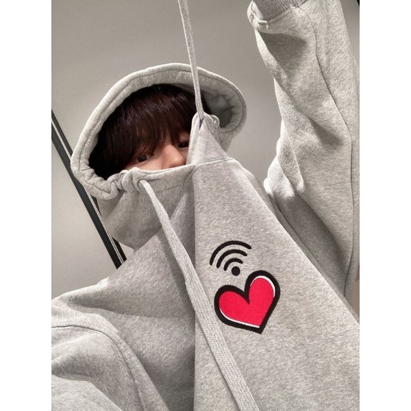 S - XXXXXL(6XL) Hoodie STRAY KIDS SEUNGMIN Jaket LOVE WIFI Radar Heart BIGSIZE Saranghae OVERSIZE Harajuku Abu Muda Grey XXXL XXXXXL Jumbo