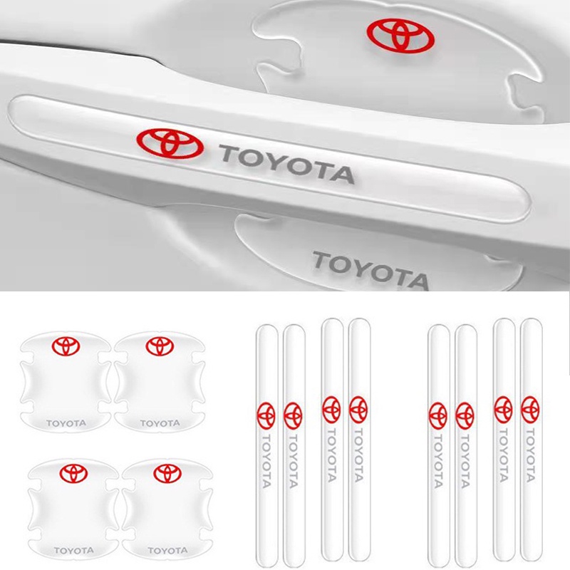 8pcs/set Stiker Pelindung Handle Mobil/Sticker Logo Toyota Pelindung/Transparan Pelindung Handle Pintu Mobil/stiker sticker logo pelindung anti lecet gores gagang/Pegangan pintu Anti gores/Mobil Car Door Bowl Guard Protector Stiker Pelindung