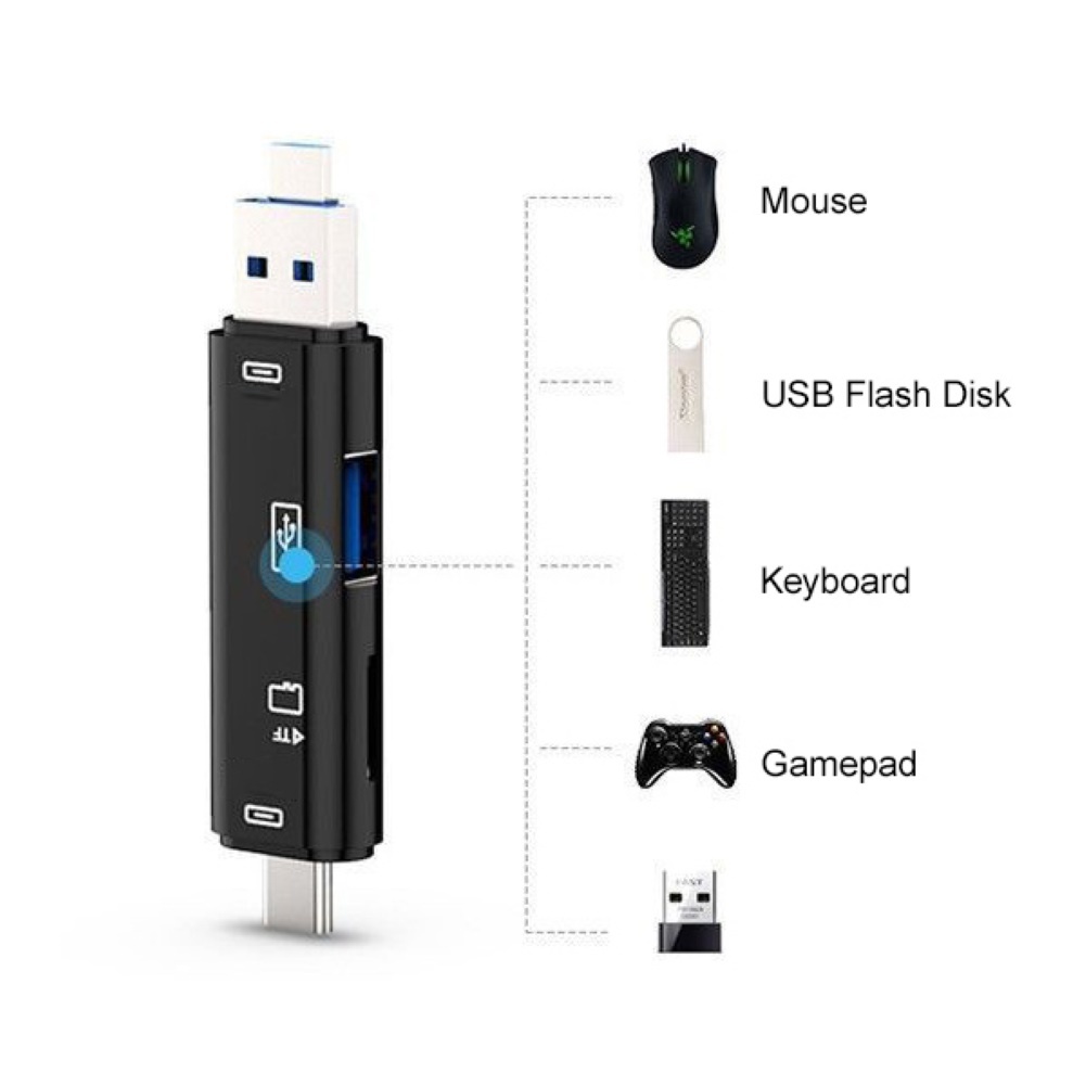 Adaptor Card Reader OTG Micro USB 2.0 Tipe C TF Multifungsi Untuk Keamanan