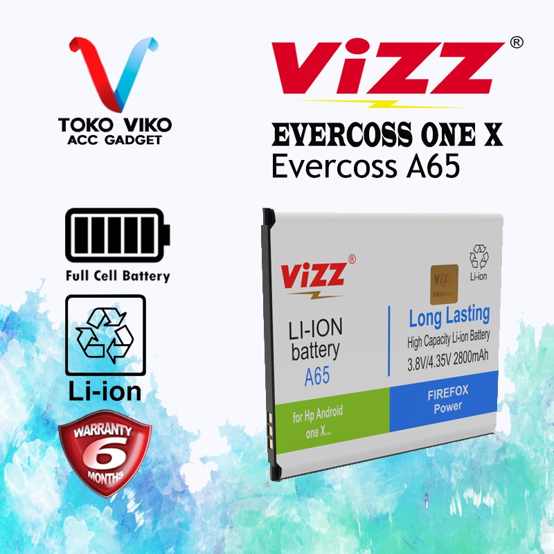 Battery Evercoss A65 Baterai EVERCOSS ANDROID ONE X ORIGINAL VIZZ INDONESIA