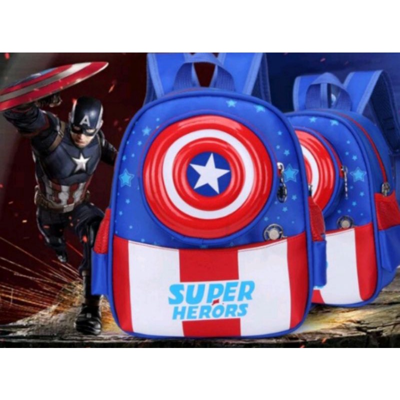 DAEYBAG-TAS RANSEL ANAK PAUD/TK/SD MOTIV PRINT SUPER HERO SAKU DEPAN BULAT