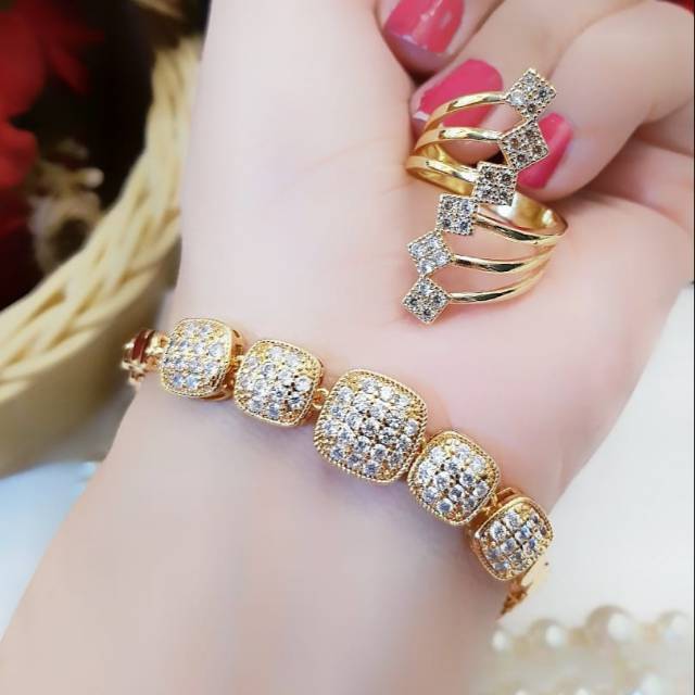 Xuping gelang dan cincin lapis emas 24k 1222i