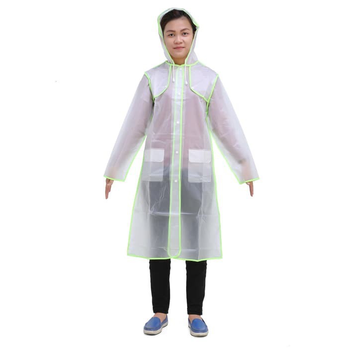 Jas Hujan Raincoat TRANSPARAN EVA Plastik LIST merk Kumbang Rok