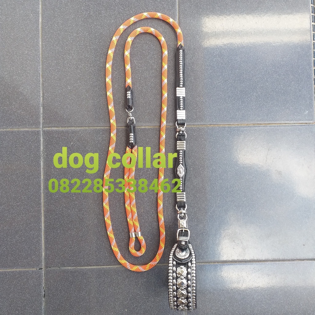Tali Kala Petik Sambung 2 Bengkak Bahan KULIT ASLI bukan OSCAR, Kalung Anjing, Tali Kerah Anjing