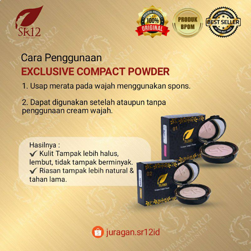 TERLARIS..!! EXCLUSIVE COMPACT POWDER SR12 BPOM AMAN / BEDAK PADAT + SPF 15